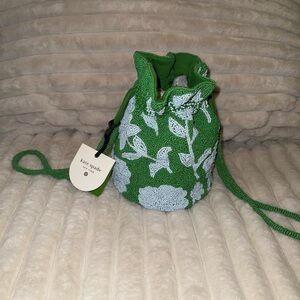 Kate Spade Green and White Mini Bag with Drawstring